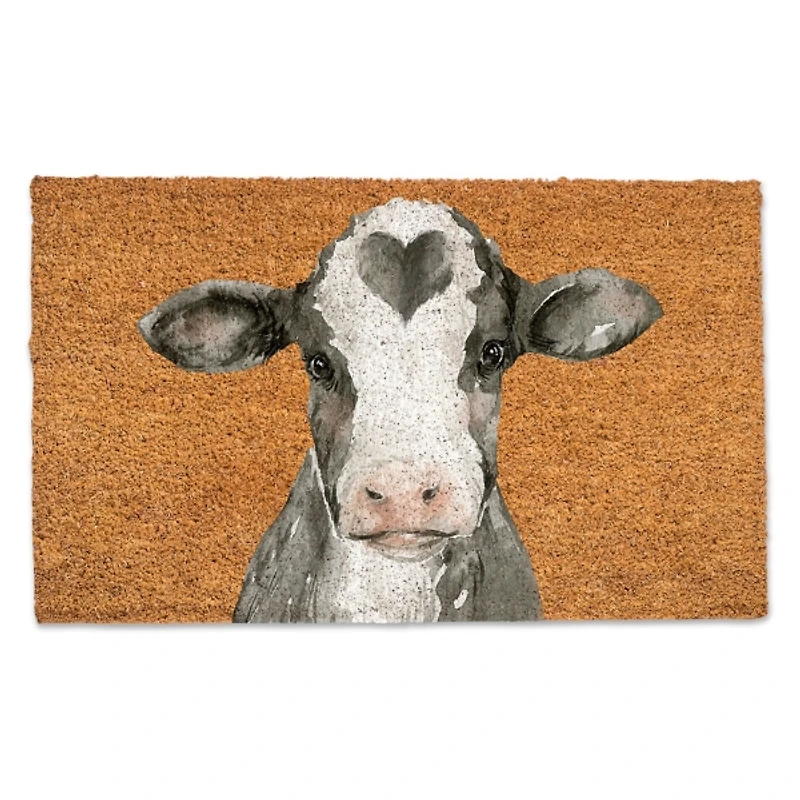 Black & White Heart Cow Doormat