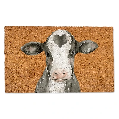 Black & White Heart Cow Doormat