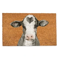 Black & White Heart Cow Doormat