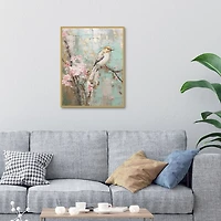 Cherry Blossom Bird Framed Canvas Art Print