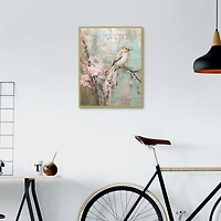 Cherry Blossom Bird Framed Canvas Art Print