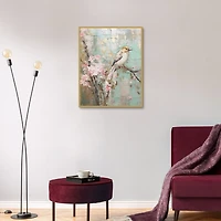 Cherry Blossom Bird Framed Canvas Art Print