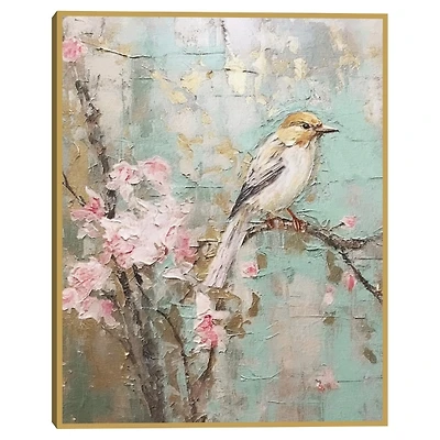 Cherry Blossom Bird Framed Canvas Art Print