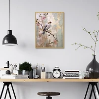 Bird on Blossom Branch Framed Canvas Art Print