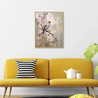 Bird on Blossom Branch Framed Canvas Art Print