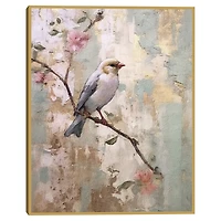 Bird on Blossom Branch Framed Canvas Art Print
