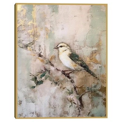Vintage Blossom Bird Framed Canvas Art Print