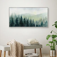 Pines in the Mist Framed Canvas Art Print