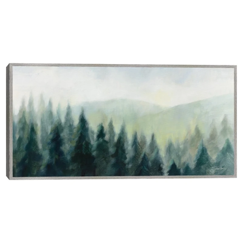 Pines in the Mist Framed Canvas Art Print
