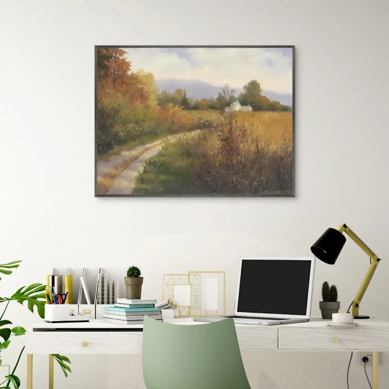 Autumn Country Road Framed Canvas Art Print