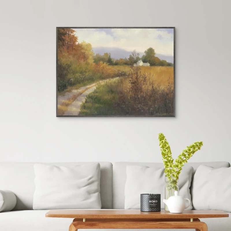 Autumn Country Road Framed Canvas Art Print