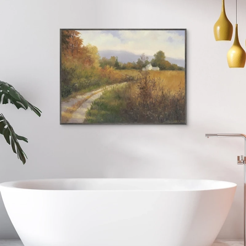 Autumn Country Road Framed Canvas Art Print