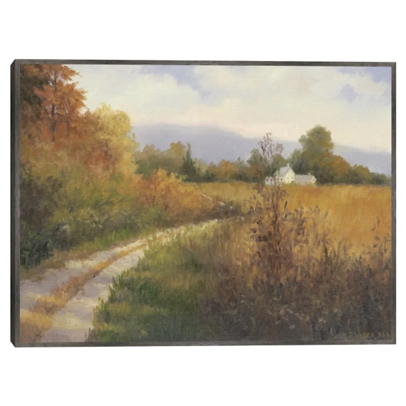 Autumn Country Road Framed Canvas Art Print