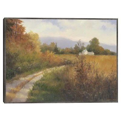 Autumn Country Road Framed Canvas Art Print