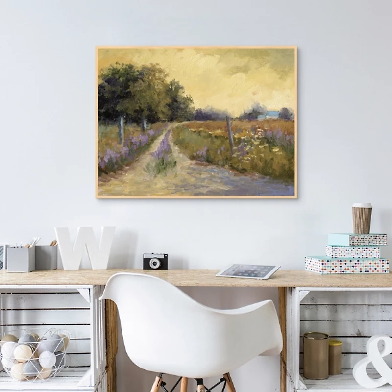 Fall's Golden Fields Framed Canvas Art Print