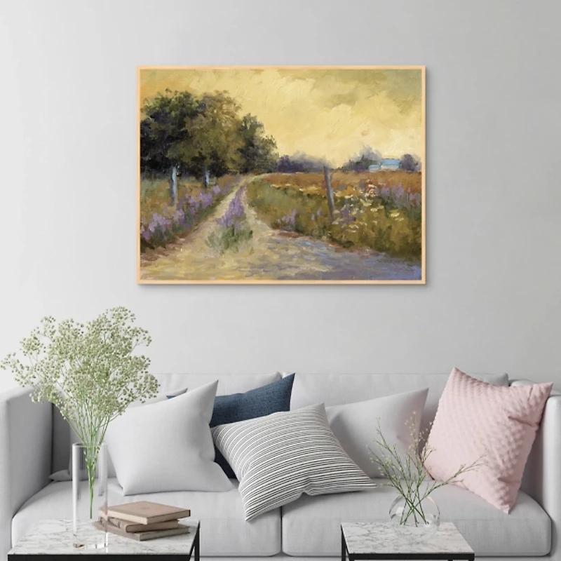 Fall's Golden Fields Framed Canvas Art Print
