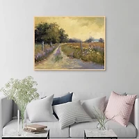 Fall's Golden Fields Framed Canvas Art Print