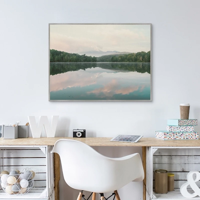 Turquoise Lake Framed Canvas Art Print
