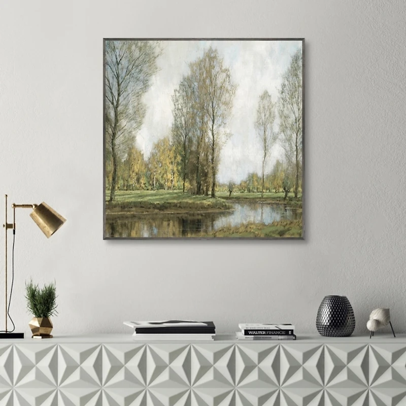Down by the Water Framed Canvas Art Print