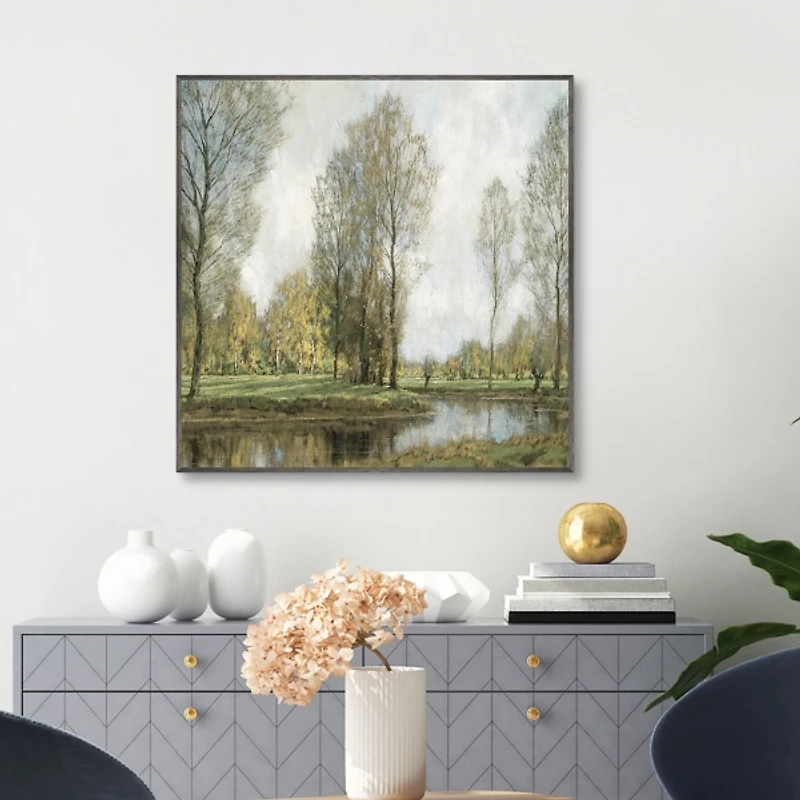 Down by the Water Framed Canvas Art Print