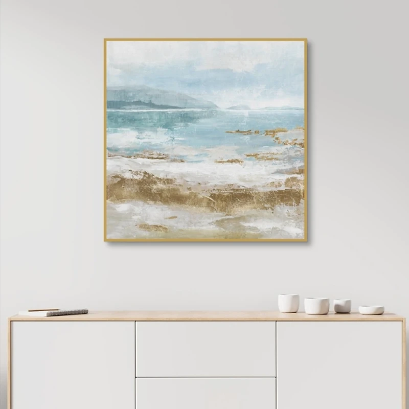 Crashing Waves Abstract Framed Canvas Art Print