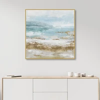 Crashing Waves Abstract Framed Canvas Art Print