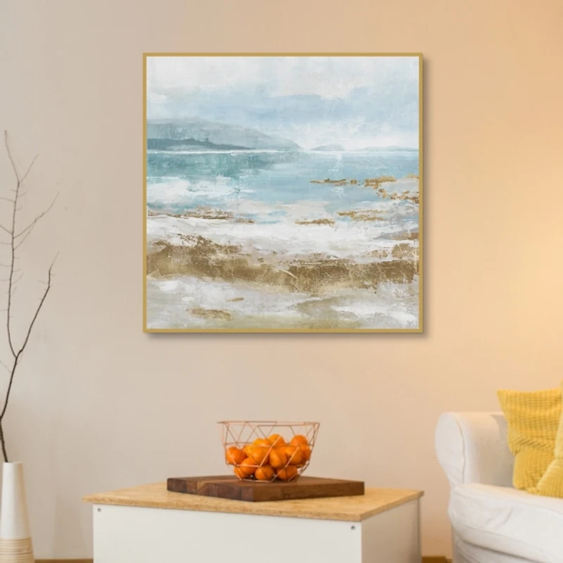 Crashing Waves Abstract Framed Canvas Art Print