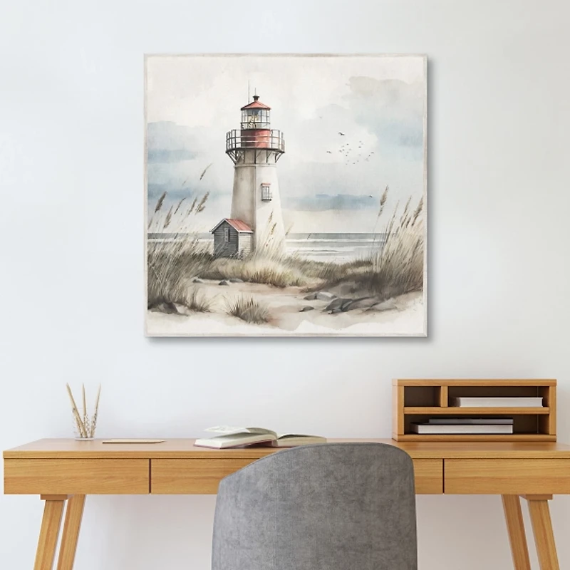 Quaint Lighthouse Framed Canvas Art Print