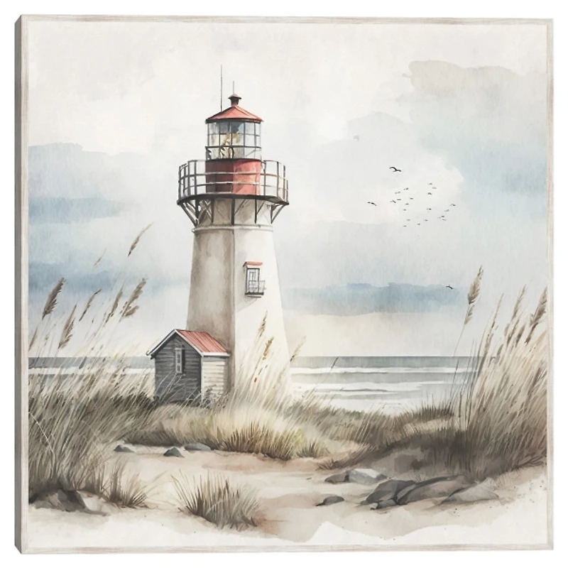 Quaint Lighthouse Framed Canvas Art Print