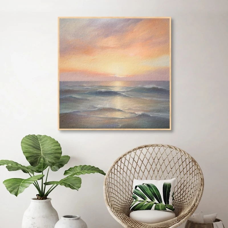 Soft Ocean Sunrise Framed Canvas Art Print