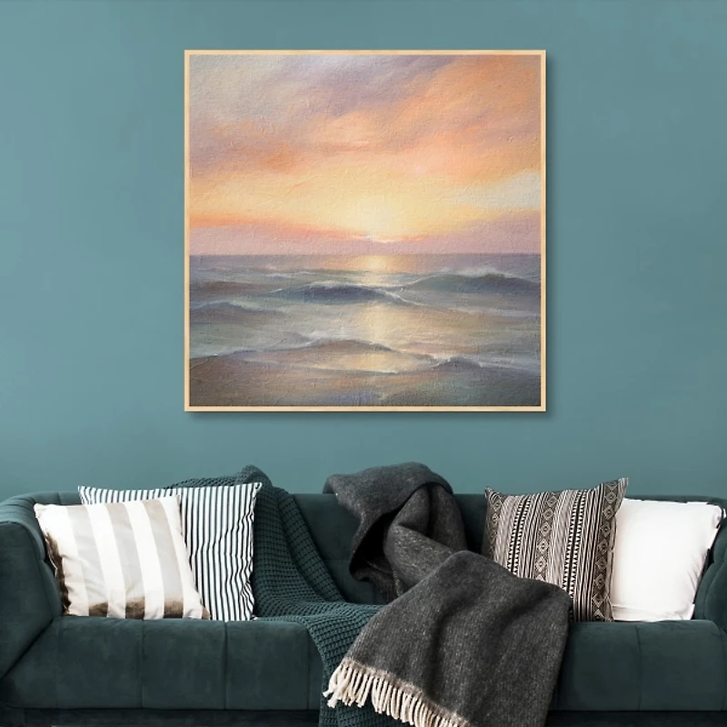 Soft Ocean Sunrise Framed Canvas Art Print