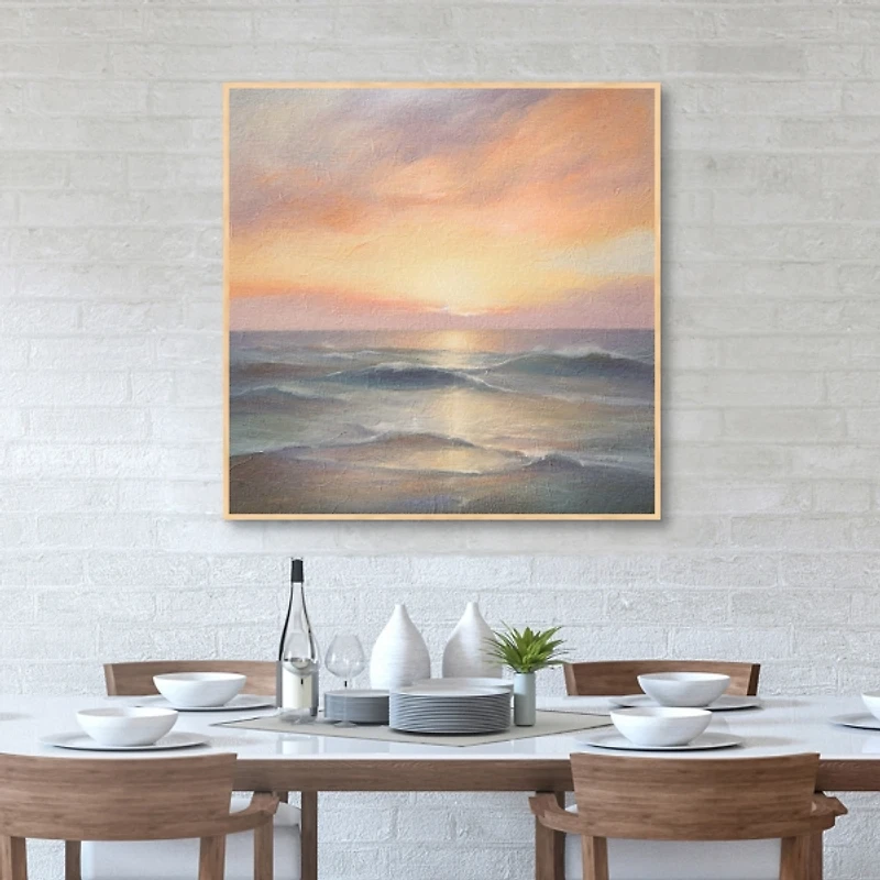 Soft Ocean Sunrise Framed Canvas Art Print