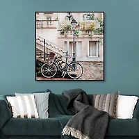 Bike in Paris Framed Canvas Art Print