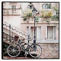 Bike in Paris Framed Canvas Art Print