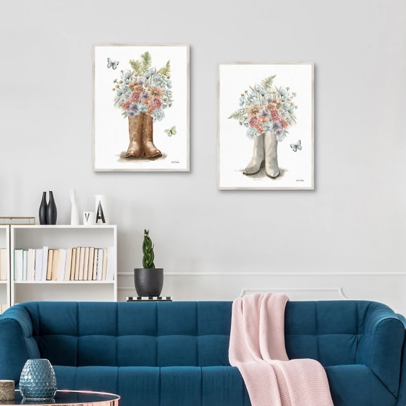 Western Wildflowers Framed Canvas Prints, Set of 2