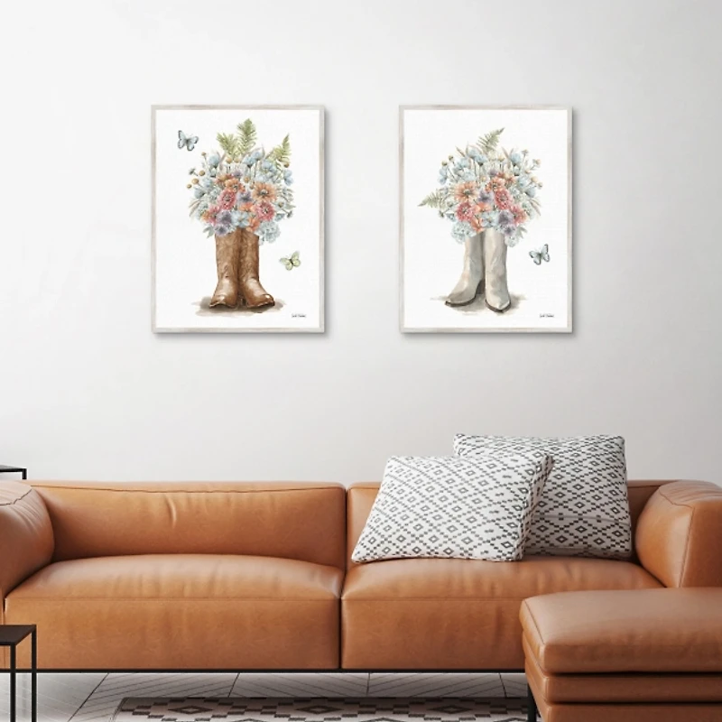 Western Wildflowers Framed Canvas Prints, Set of 2