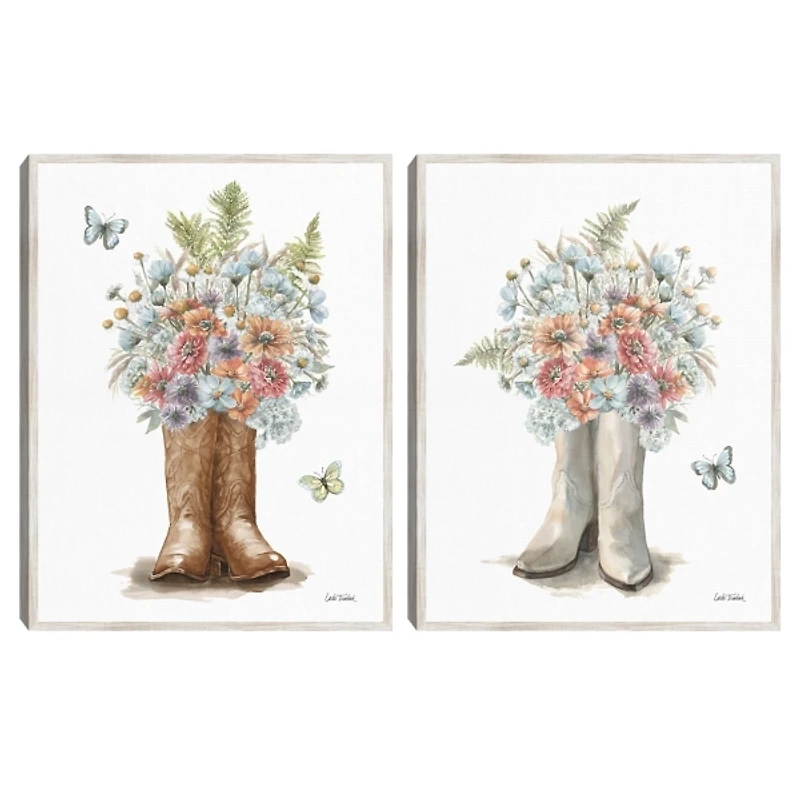 Western Wildflowers Framed Canvas Prints, Set of 2
