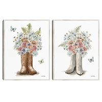 Western Wildflowers Framed Canvas Prints, Set of 2