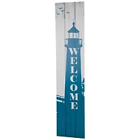Blue Weathered Welcome Lighthouse Porch Board