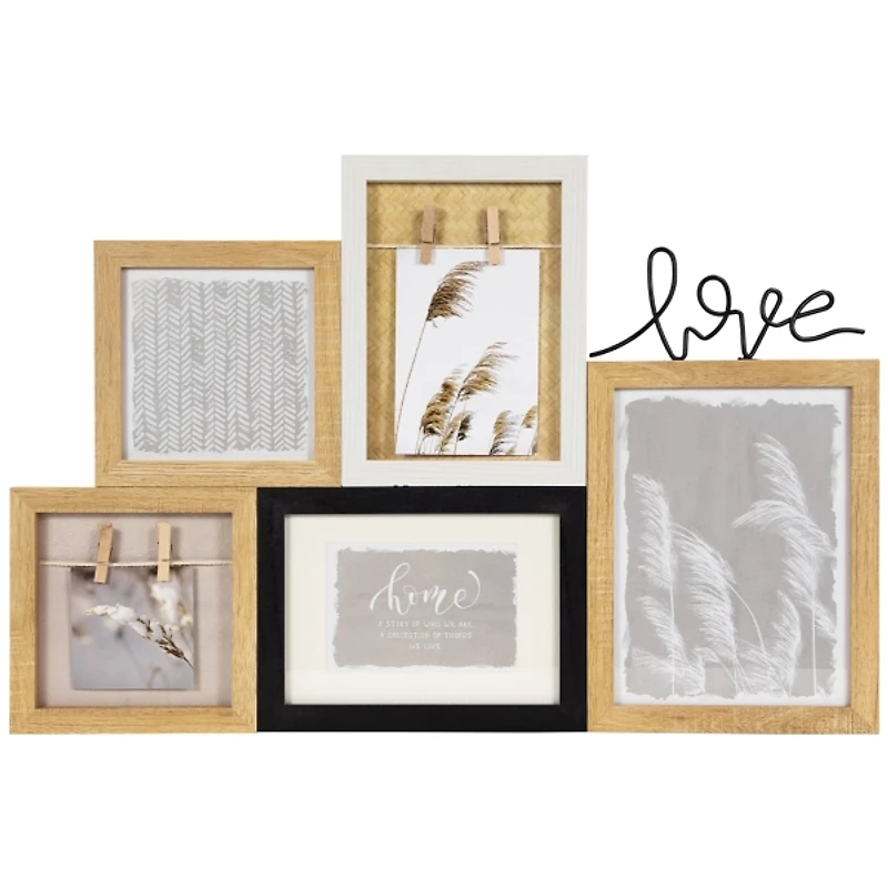 Natural Wood Love Collage Picture Frame