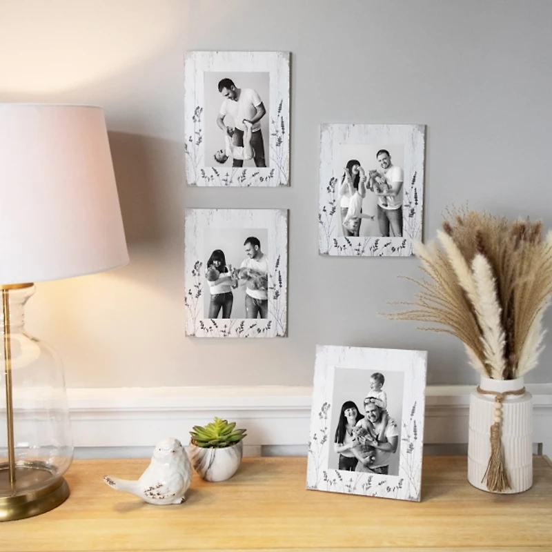Weathered Floral Picture Frames, Set of 4