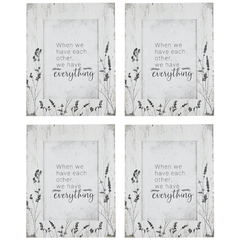 Weathered Floral Picture Frames, Set of 4