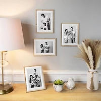 Natural and White Wood Picture Frames, Set of 4