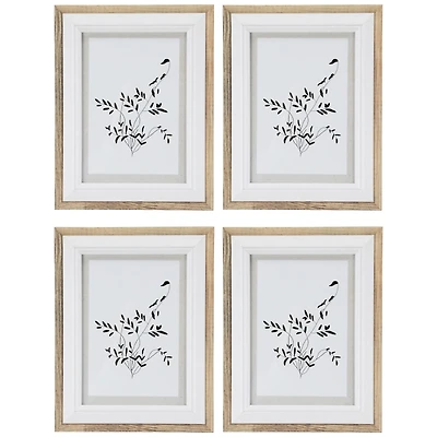 Natural and White Wood Picture Frames, Set of 4
