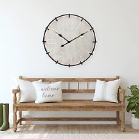 Round Whitewashed Rustic Wood Wall Clock
