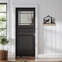 Welcome Moose Wood and Metal Wall Plaque