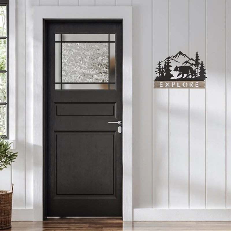 Explore Bear Wood and Metal Wall Plaque