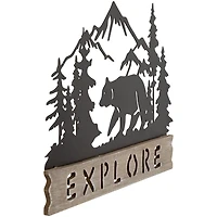 Explore Bear Wood and Metal Wall Plaque