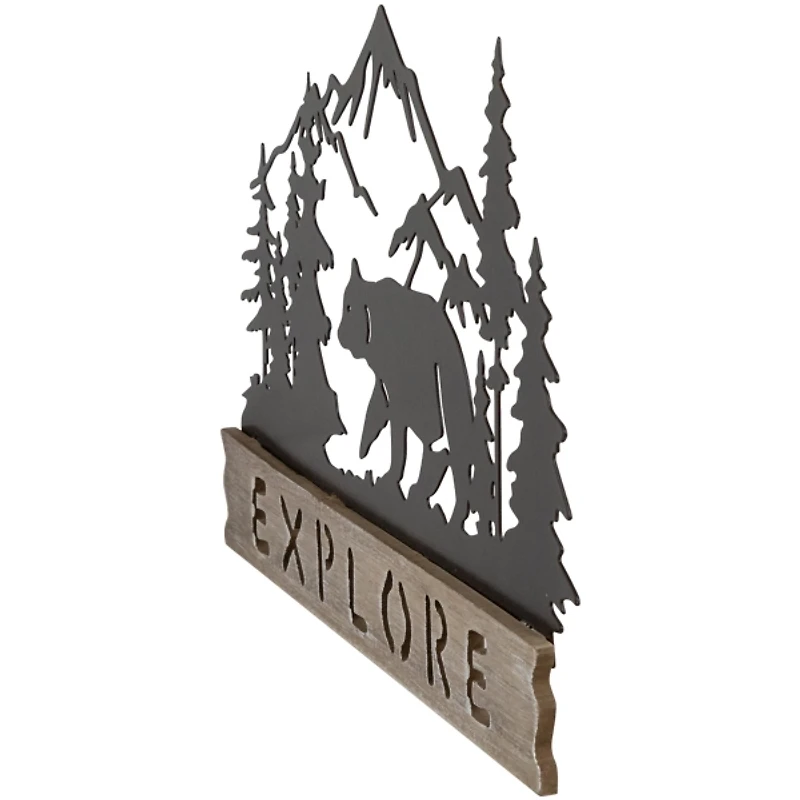 Explore Bear Wood and Metal Wall Plaque
