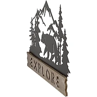 Explore Bear Wood and Metal Wall Plaque